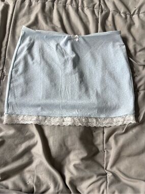 NWT White Fox Blue Mini Skirt w/ Lace